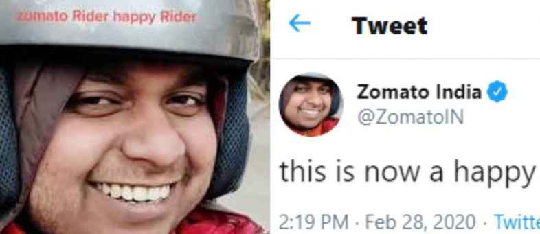 Zomato change their DP on Twitter with picture of delivery boy Sonu.jpg Zomato change their DP on Twitter with picture of delivery boy Sonu.jpg